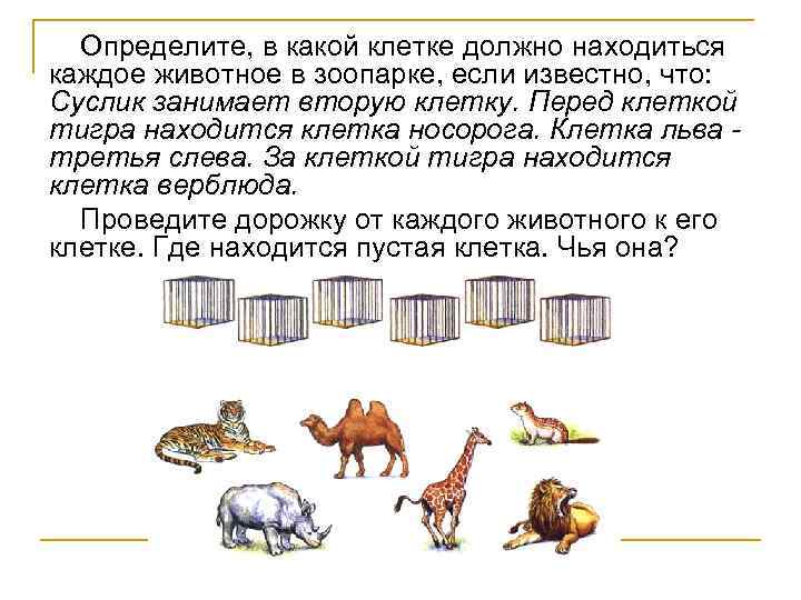 Определите, в какой клетке должно находиться каждое животное в зоопарке, если известно, что: Суслик