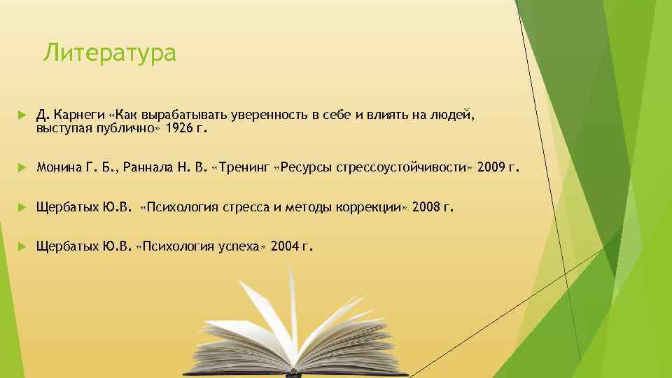 Литература Д. Карнеги «Как вырабатывать уверенность в себе и влиять на людей, выступая публично»