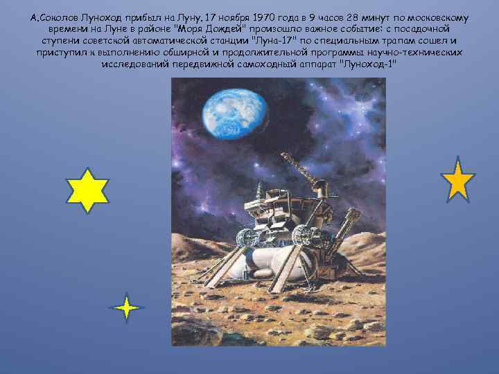 А. Соколов Луноход прибыл на Луну. 17 ноября 1970 года в 9 часов 28