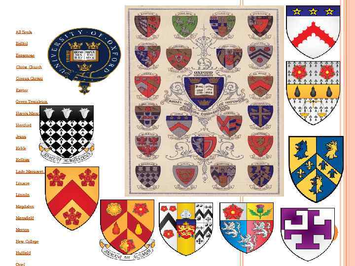  All Souls Balliol Brasenose Christ Church Corpus Christi Exeter Green Templeton Harris Manchester