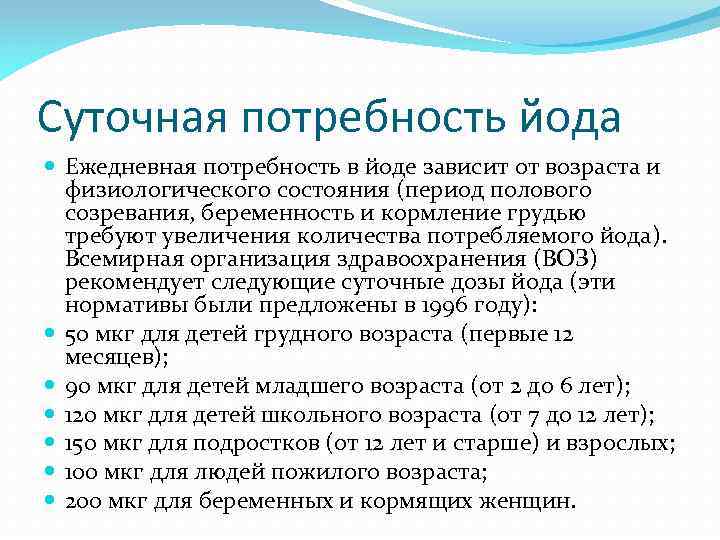 Потребность в йоде