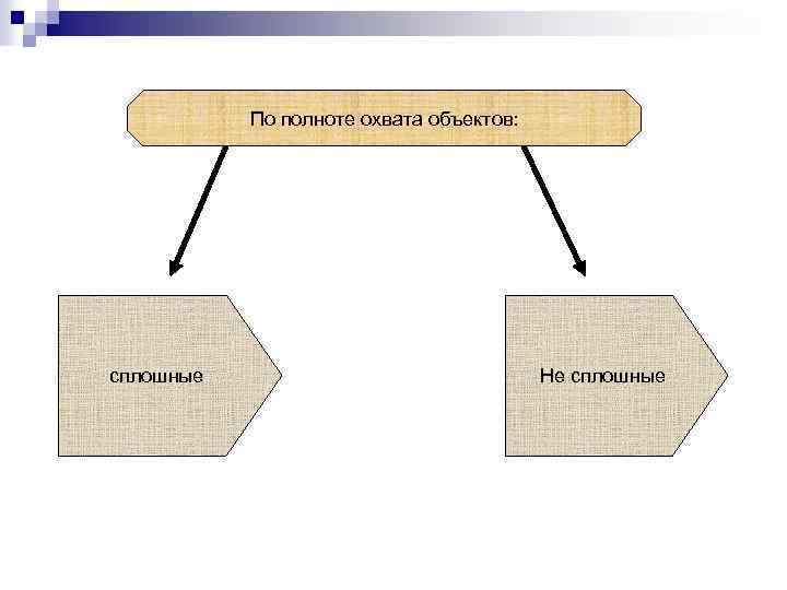 По полноте охвата объектов: сплошные Не сплошные 