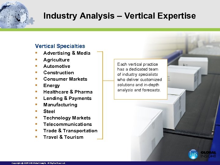 Industry Analysis – Vertical Expertise Vertical Specialties § § § § Advertising & Media