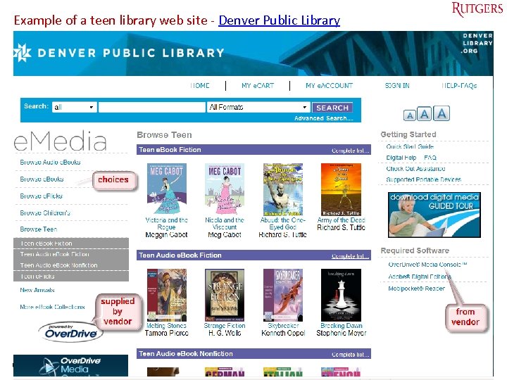 Example of a teen library web site - Denver Public Library Tefko Saracevic 39