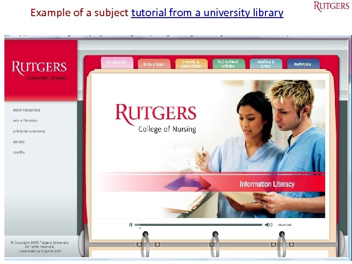 Example of a subject tutorial from a university library Tefko Saracevic 50 