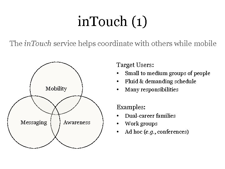 in. Touch (1) The in. Touch service helps coordinate with others while mobile Target