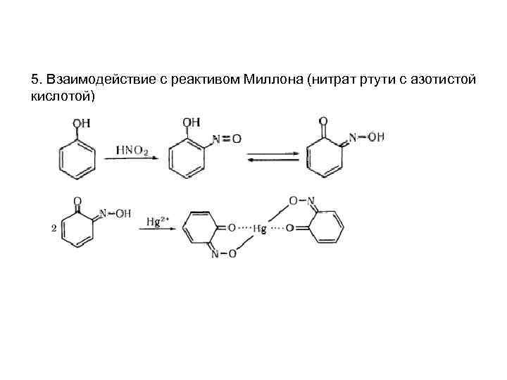 5. Взаимодействие с реактивом Миллона (нитрат ртути с азотистой кислотой) 