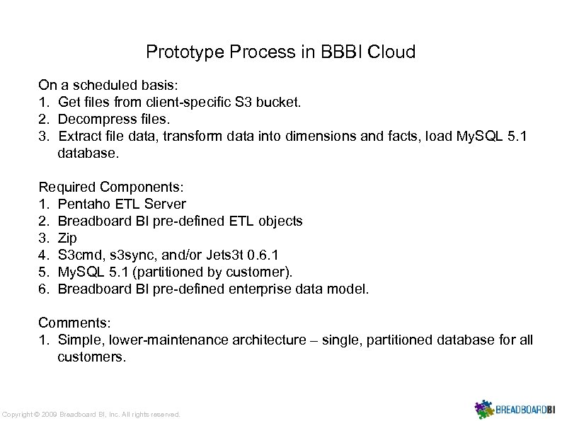 Prototype Process in BBBI Cloud On a scheduled basis: 1. Get files from client-specific
