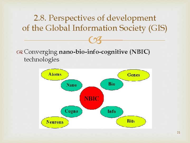 2. 8. Perspectives of development of the Global Information Society (GIS) Converging nano-bio-info-cognitive (NBIC)