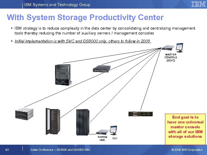 IBM Systems and Technology Group With System Storage Productivity Center • IBM strategy is