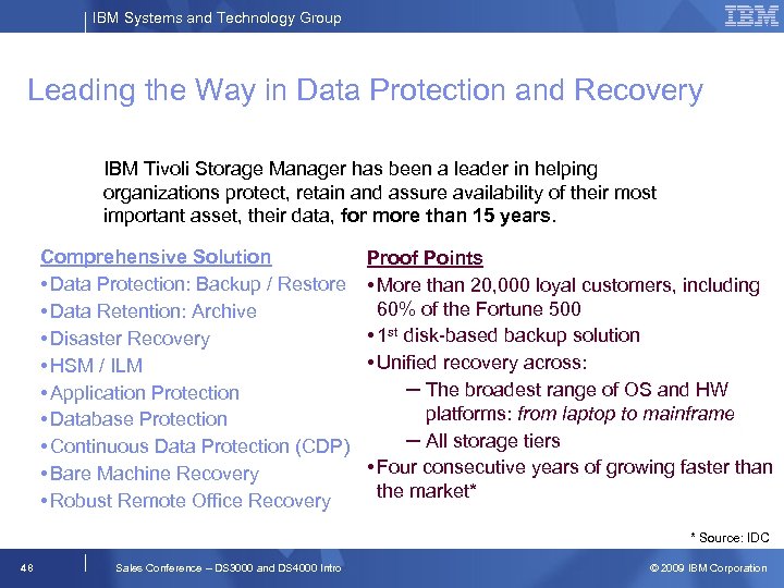 IBM Systems and Technology Group Leading the Way in Data Protection and Recovery IBM