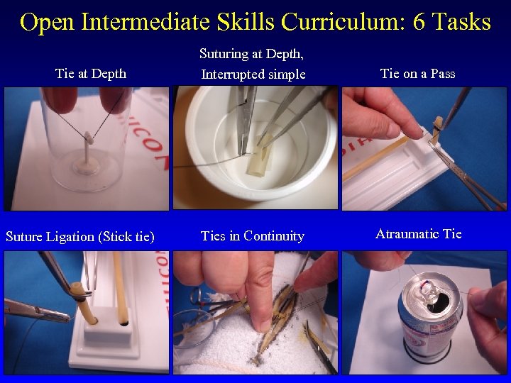 Open Intermediate Skills Curriculum: 6 Tasks Tie at Depth Suture Ligation (Stick tie) Suturing