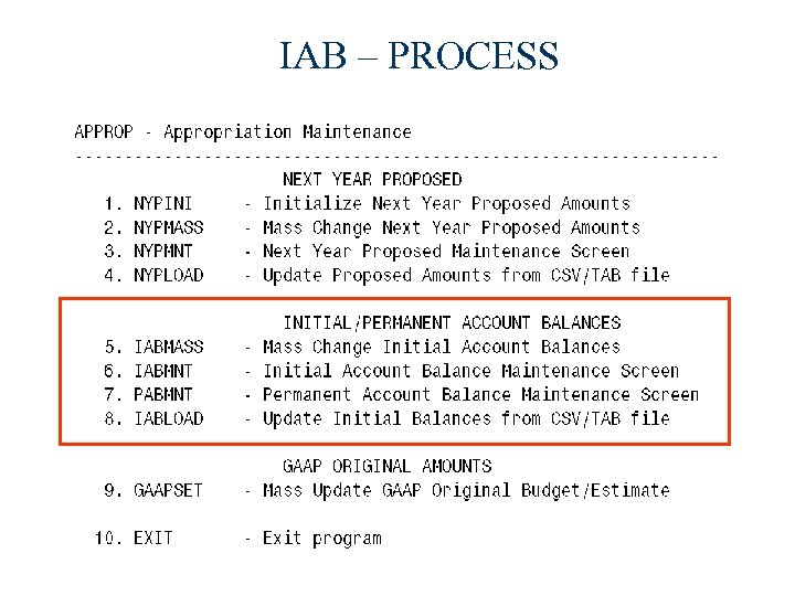 IAB – PROCESS 