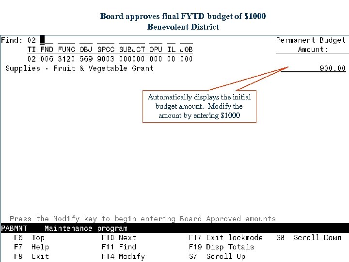 Board approves final FYTD budget of $1000 Benevolent District Automatically displays the initial budget