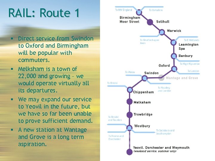 RAIL: Route 1 Direct service from Swindon to Oxford and Birmingham will be popular