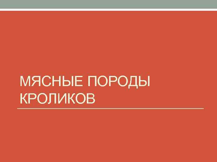 МЯСНЫЕ ПОРОДЫ КРОЛИКОВ 