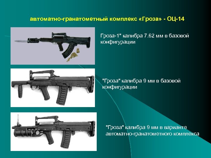 автоматно-гранатометный комплекс «Гроза» - ОЦ-14 Гроза-1" калибра 7. 62 мм в базовой конфигурации "Гроза"