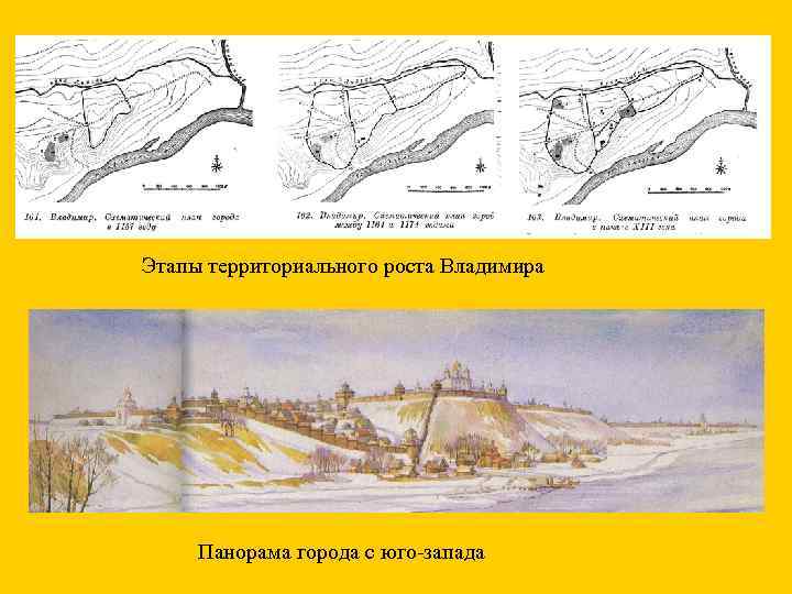 Этапы территориального роста Владимира Панорама города с юго-запада 