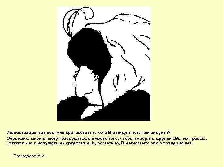 Иллюстрация правила «не критиковать» . Кого Вы видите на этом рисунке? Очевидно, мнения могут