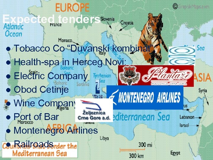 Expected tenders Tobacco Co “Duvanski kombinat”; l Health-spa in Herceg Novi; l Electric Company