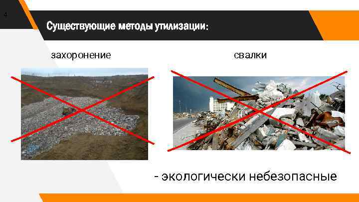 4 Существующие методы утилизации: захоронение свалки - экологически небезопасные 