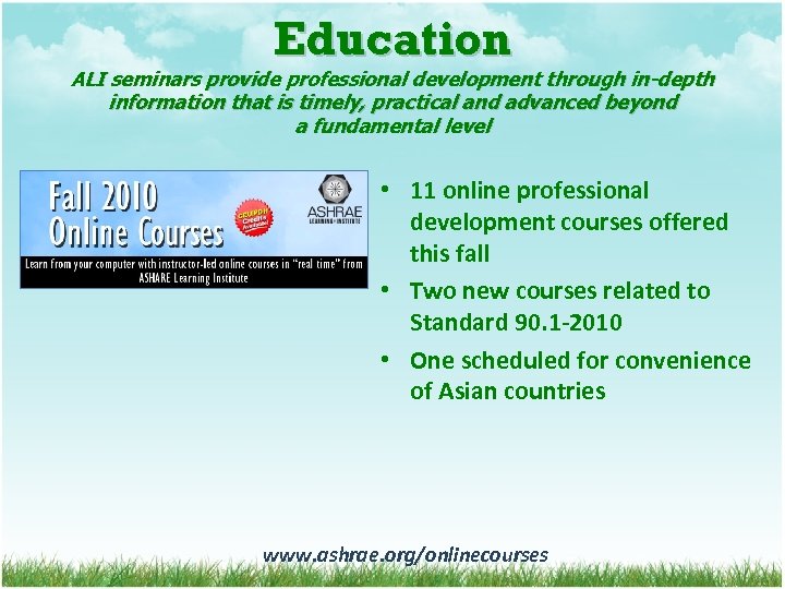 Education ALI seminars provide professional development through in-depth information that is timely, practical and