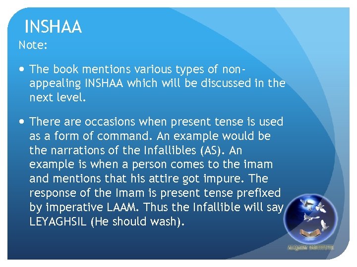 INSHAA Note: The book mentions various types of nonappealing INSHAA which will be discussed
