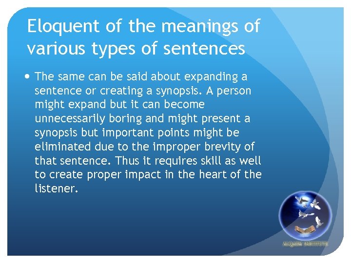 Eloquent of the meanings of various types of sentences The same can be said