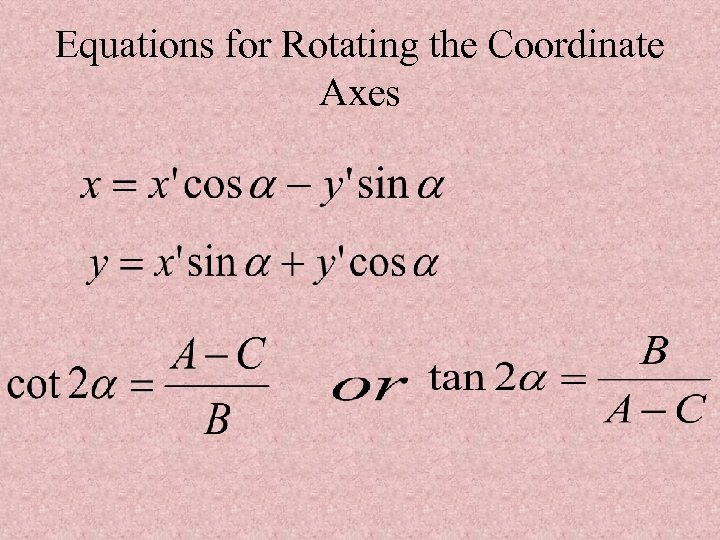 Equations for Rotating the Coordinate Axes 