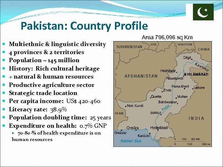 Pakistan: Country Profile Multiethnic & linguistic diversity 4 provinces & 2 territories Population ~