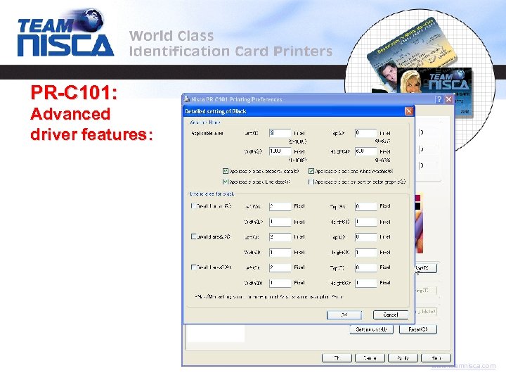 PR-C 101: Advanced driver features: www. teamnisca. com 