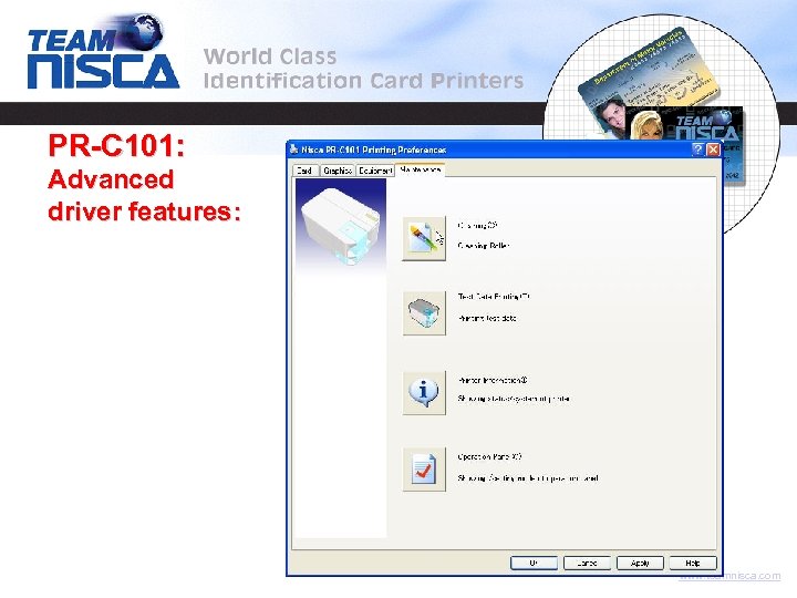 PR-C 101: Advanced driver features: www. teamnisca. com 
