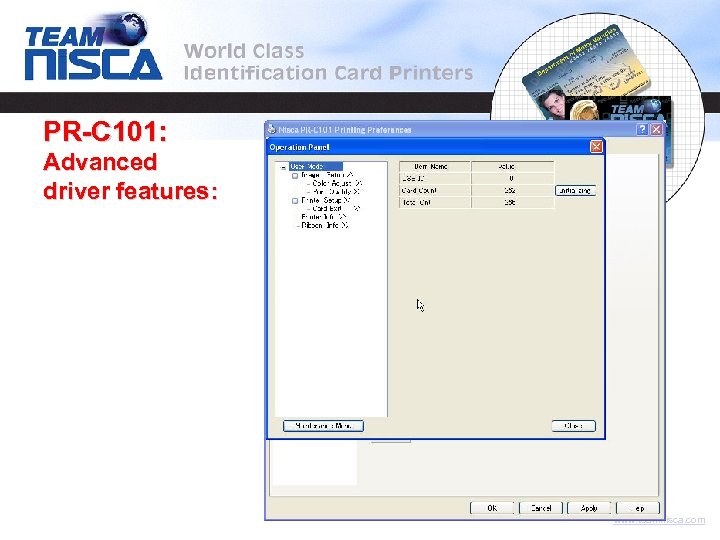PR-C 101: Advanced driver features: www. teamnisca. com 