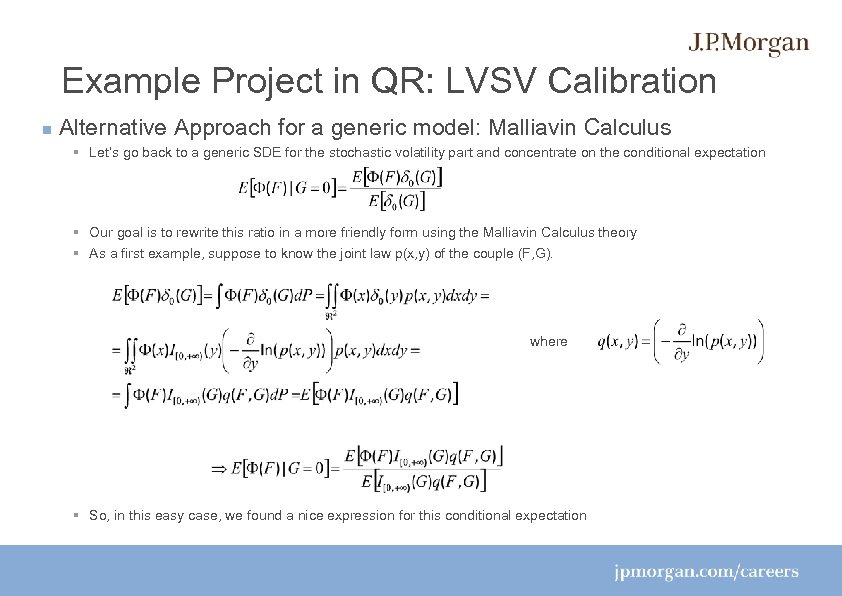 Example Project in QR: LVSV Calibration Alternative Approach for a generic model: Malliavin Calculus