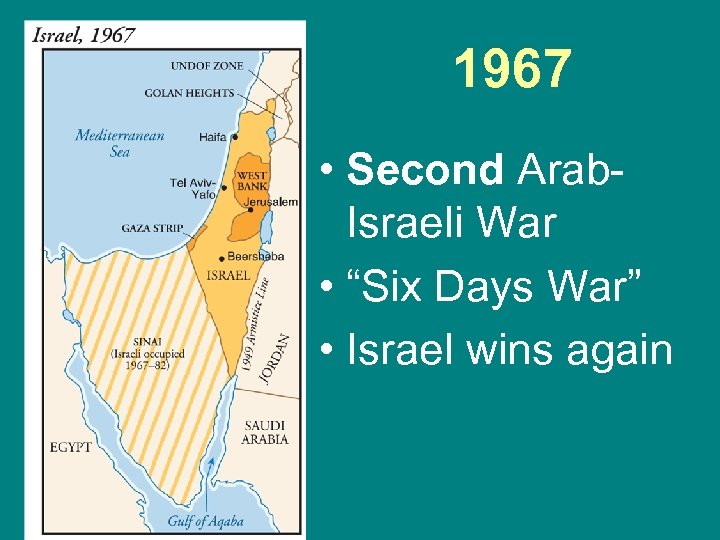 1967 • Second Arab. Israeli War • “Six Days War” • Israel wins again