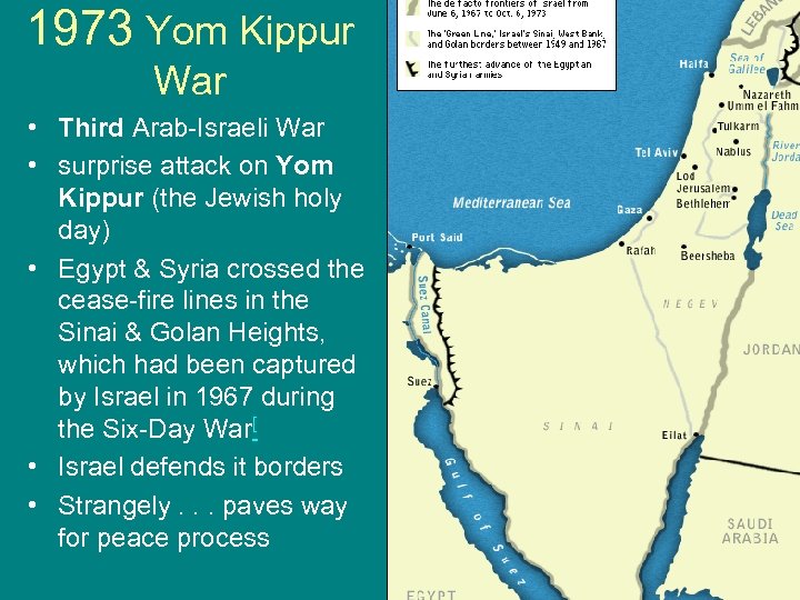 1973 Yom Kippur War • Third Arab-Israeli War • surprise attack on Yom Kippur