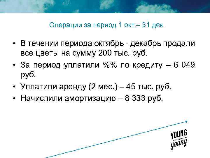 Операции за период 1 окт. – 31 дек. • В течении периода октябрь -