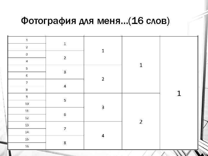 Фотография для меня…(16 слов) 