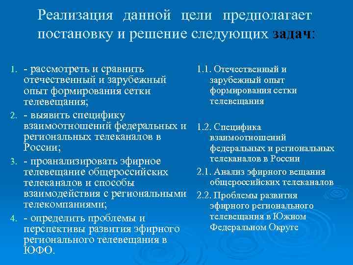 Реализация данной цели предполагает постановку и решение следующих задач: - рассмотреть и сравнить отечественный