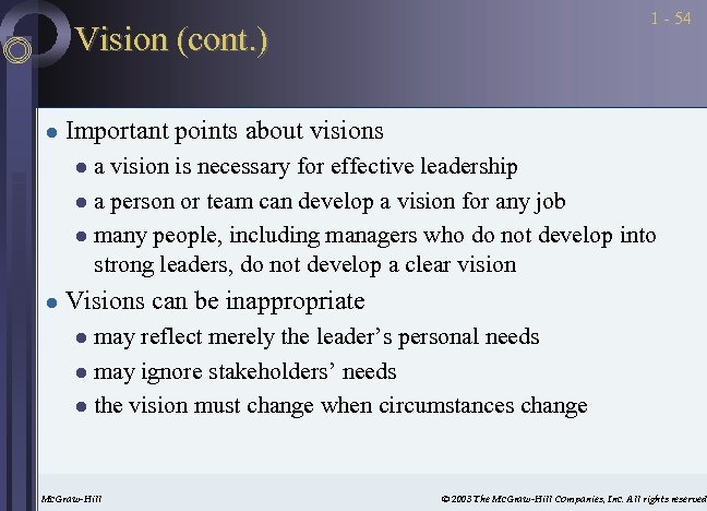 1 - 54 Vision (cont. ) l Important points about visions a vision is