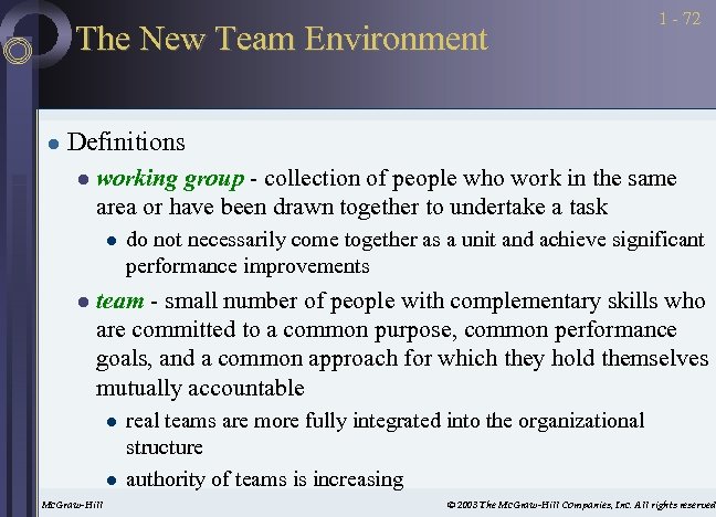 The New Team Environment l 1 - 72 Definitions l working group - collection