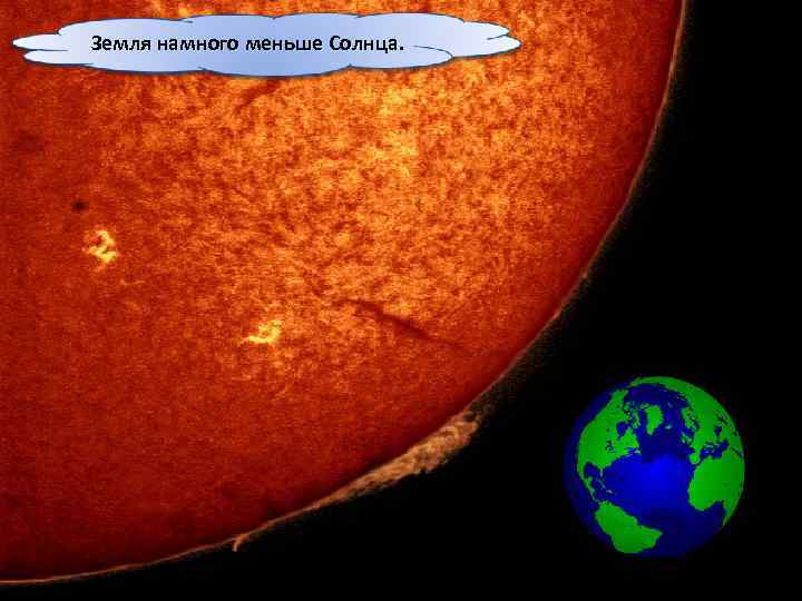 Земля намного меньше Солнца. 