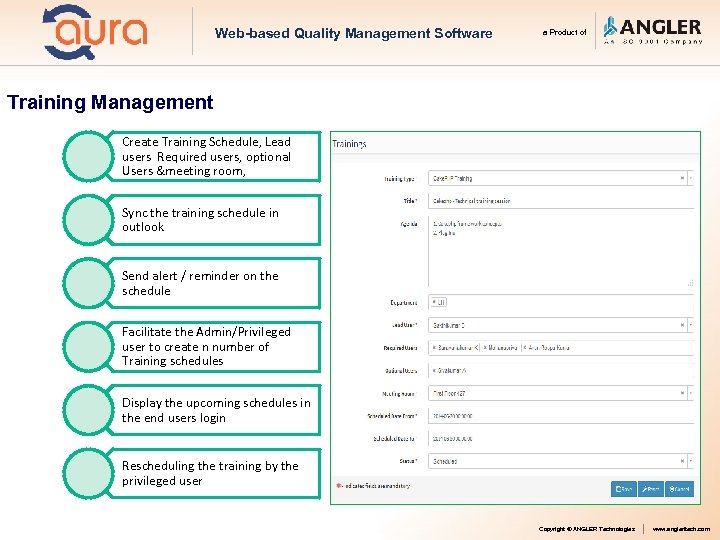 Web-based Quality Management Software a Product of Training Management Create Training Schedule, Lead users