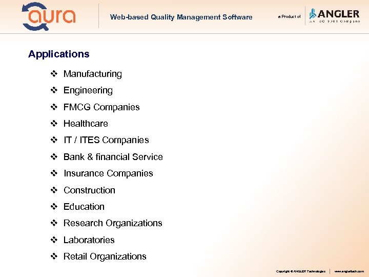 Web-based Quality Management Software a Product of Applications v Manufacturing v Engineering v FMCG