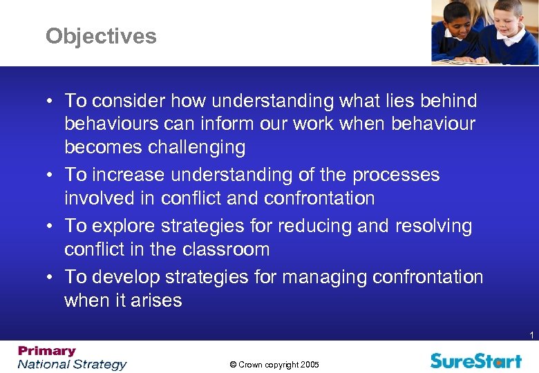 Objectives • To consider how understanding what lies behind behaviours can inform our work