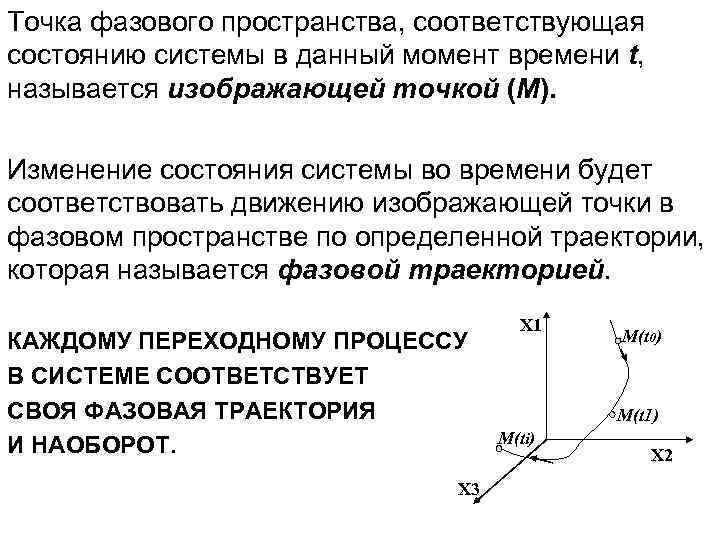 Точка фазового пространства, соответствующая состоянию системы в данный момент времени t, называется изображающей точкой