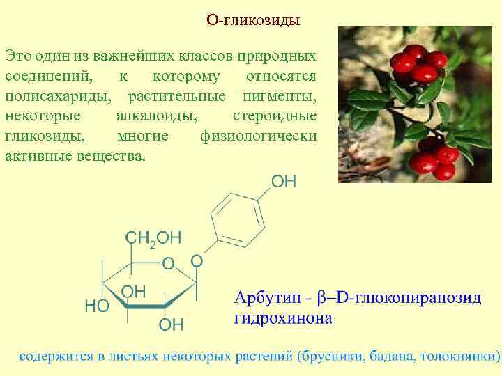  О-гликозиды Это один из важнейших классов природных соединений, к которому относятся полисахариды, растительные