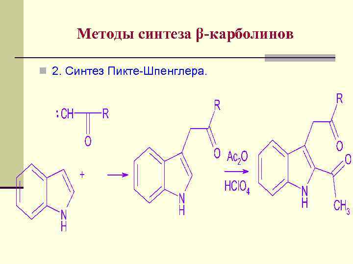 Методы синтеза β-карболинов n 2. Синтез Пикте-Шпенглера. 
