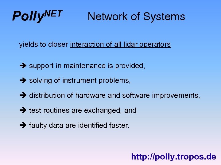 Polly. NET Network of Systems yields to closer interaction of all lidar operators support