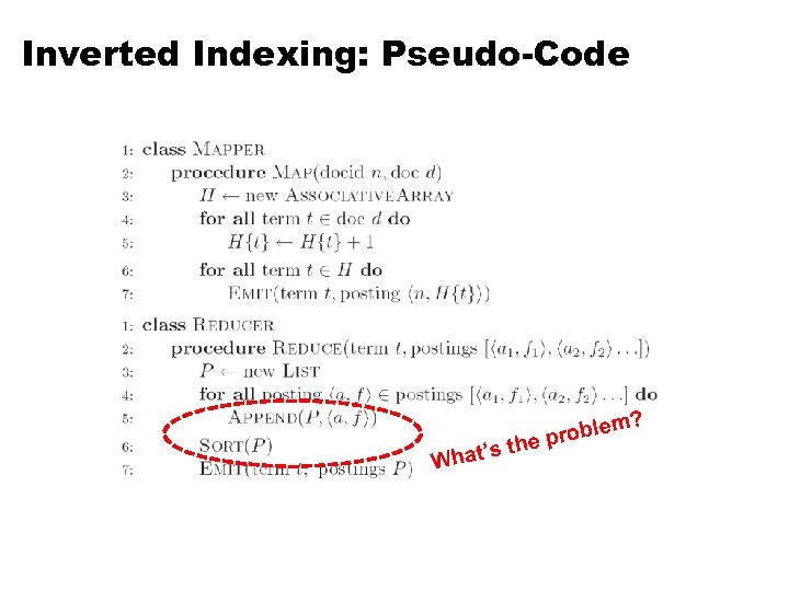 Inverted Indexing: Pseudo-Code ’s What th ? oblem e pr 